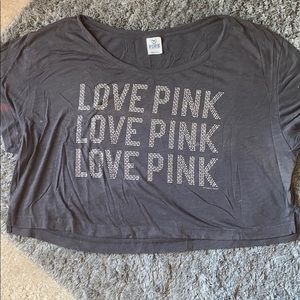 Gray “Love Pink” Oversized Sparkle Shirt